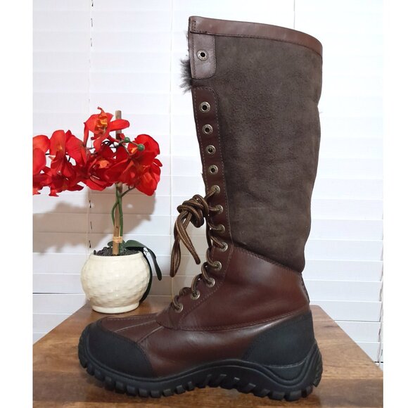 SOLD🟠🟠🟠🟠🟠🟠UGG Tall Adirondack Women's Boots Dark Brown Black Size 8 - Picture 15 of 16